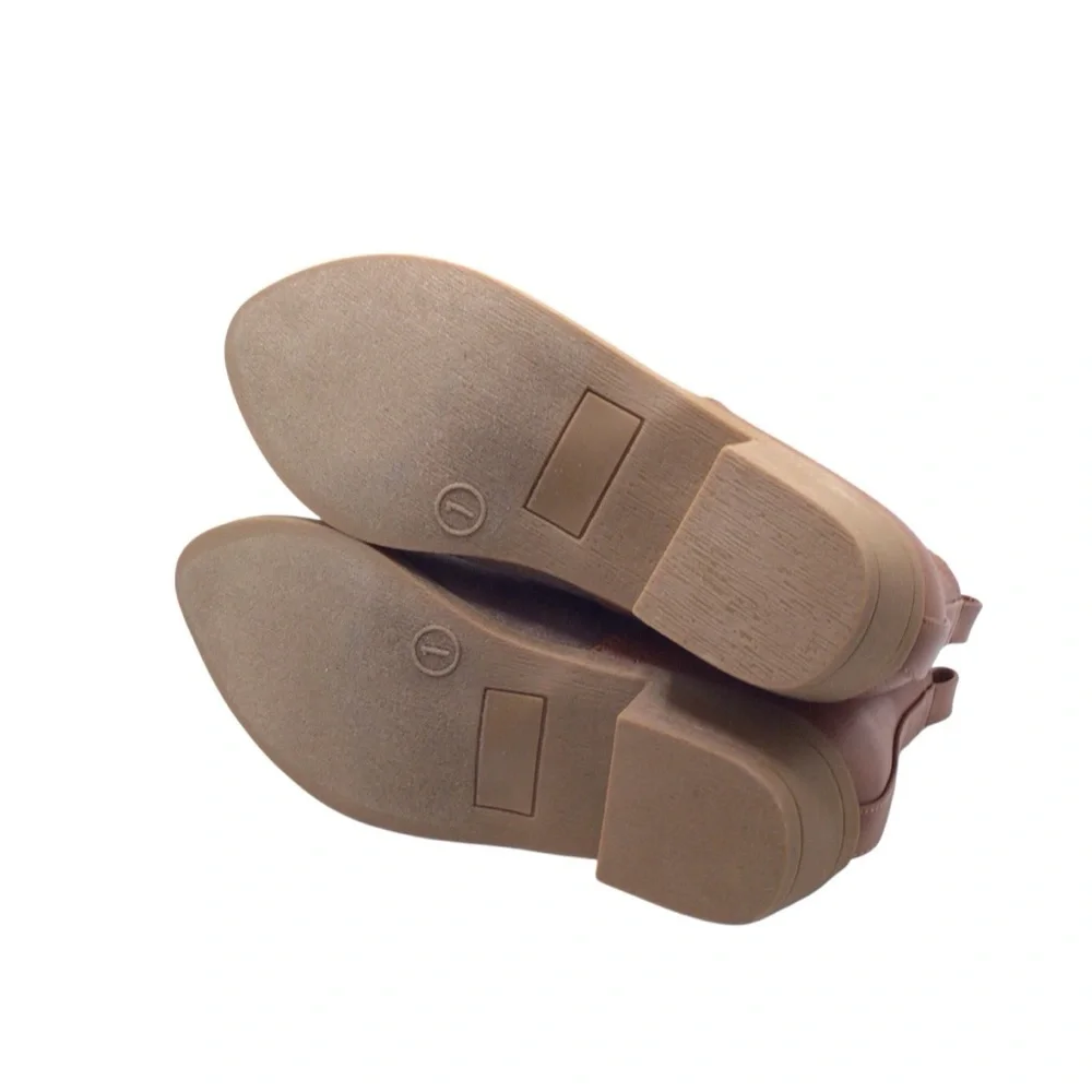 Corkys Girls Shield Bootie Cognac/Beige Faux Leather 1” Heel NIB